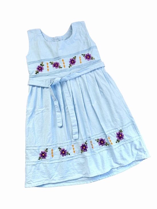 Other - Light Blue Girls' Embroidered Floral Sundress with Tie Waist—4T